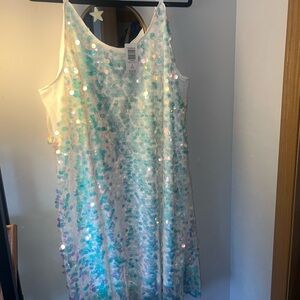 Torrid White and Cream Sequin Slip Dress for Prom